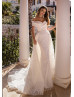 Ivory Lace Criss-cross Satin Beaded Wedding Dress